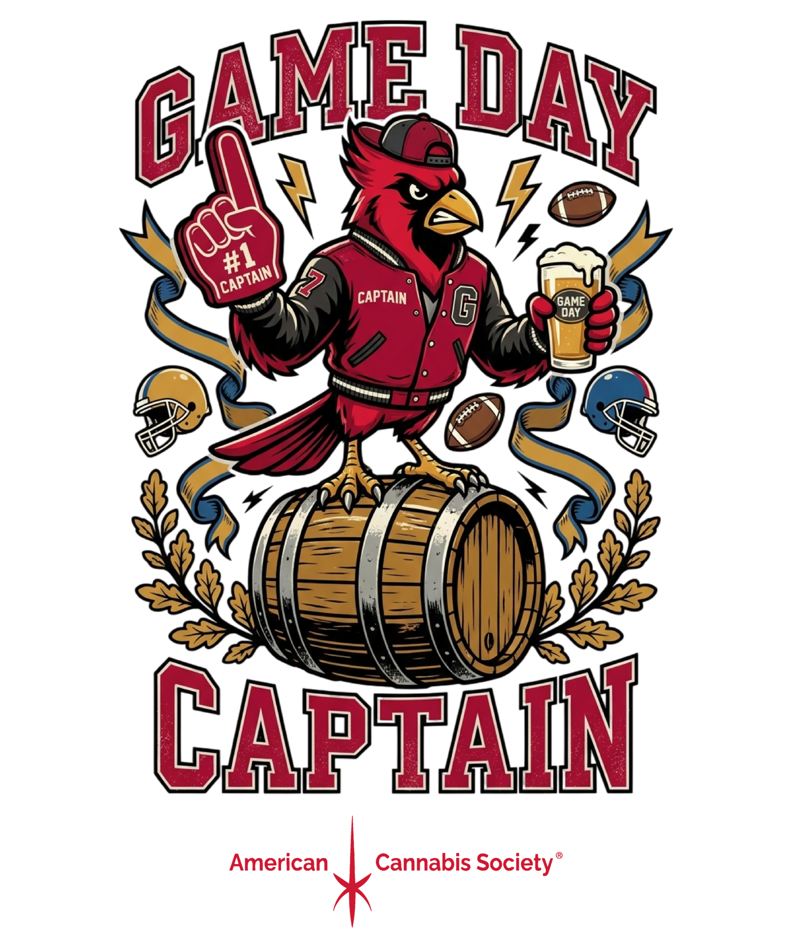 Game Day Captain cannabis tailgate shirt from THCFACTOR.com, GreenRX cannabis clothing